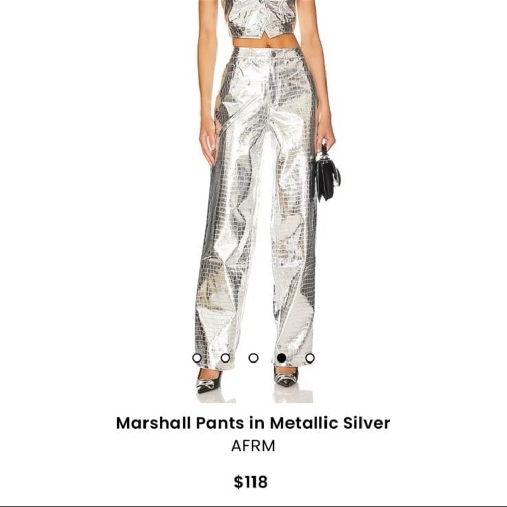 AFRM Silver Leather Pants NWT